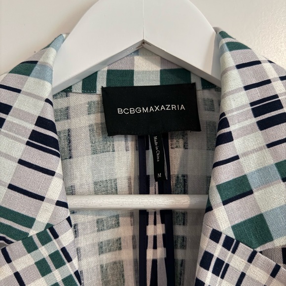 BCBGMaxAzria Green Plaid Cropped Blazer M - Picture 4 of 6